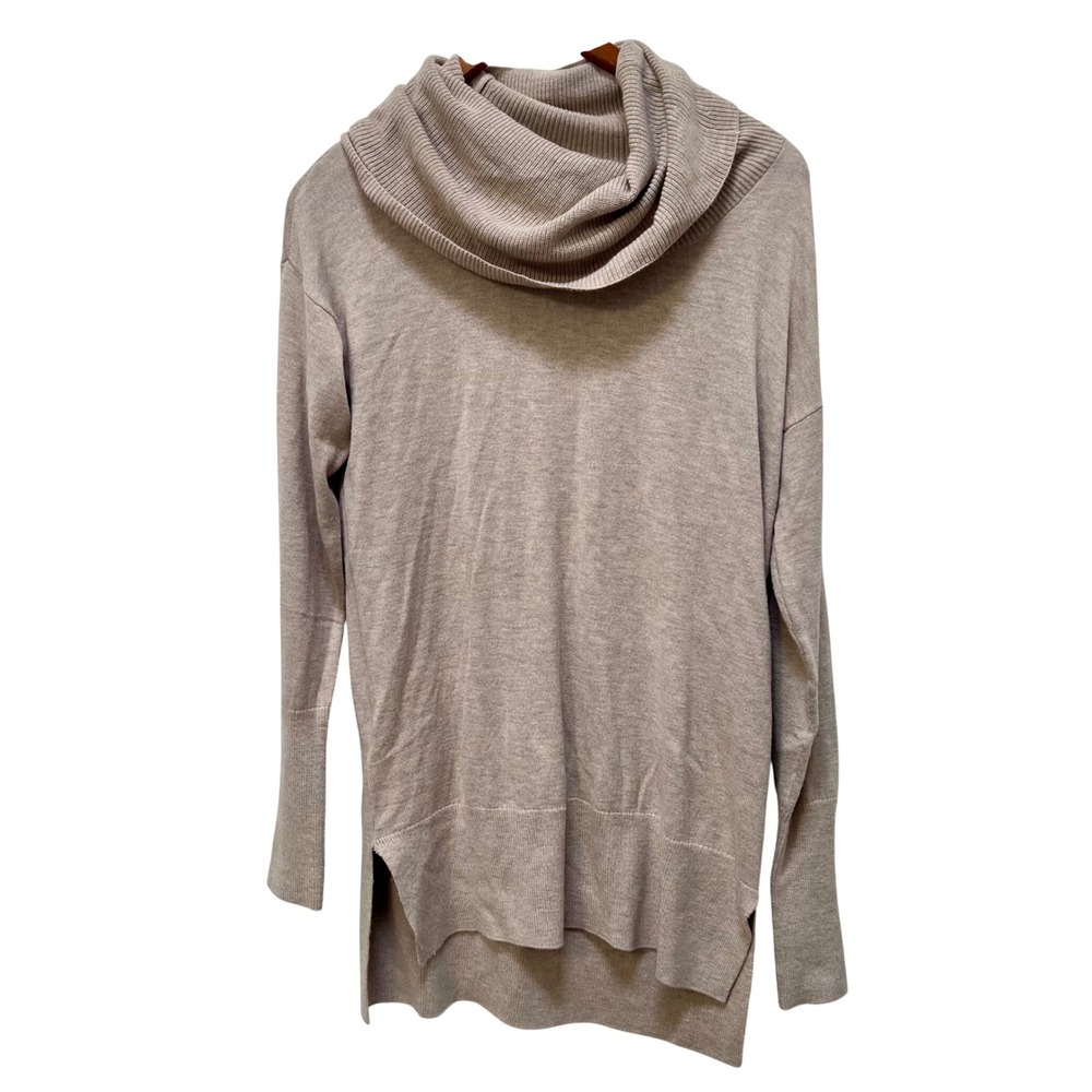 LOFT Ann Taylor Cowl Neck Sweater Tan Beige Tunic Small Neutral Granola Earthy